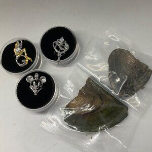 Sterling silver Mermaid Heart & Mickey Mouse  Pearl cage pendants  & oysters